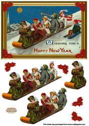 Vintage Sledging at Christmas Decoupage Topper