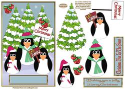 Christmas Penguins Decoupage Topper