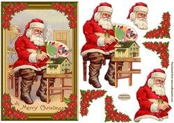 Father Christmas in his workshop Decoupage Topper