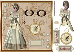Steampunk Lady Decoupage Topper