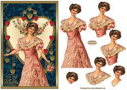 Vintage Valentines Day Decoupage Topper