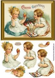 Easter Egg Painting Decoupage Topper