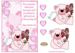 Valentine Teddy Heart Decoupage Topper