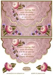 Birthday Pretty Flowers Scalloped Topper