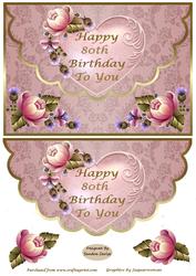 Scalloped Edge Envelope 80th Birthday Card Front