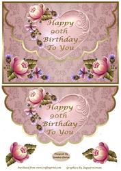 Scalloped Edge Envelope 90th Birthday Card Front