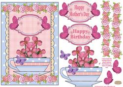 Glitter Butterflies & Flowers Card Front
