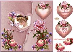Pink Roses Lady Decoupage Topper