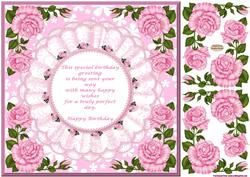 Pretty Flowers & Lace 8x8ins Card Front