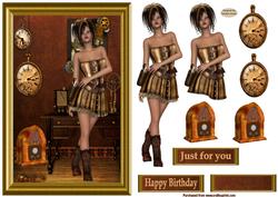 Steampunk Girl Card Front