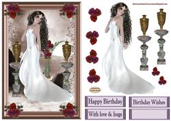 Lady in White Decoupage Topper
