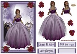 Lady in Purple Decoupage Topper 1