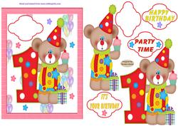 Happy 1st Birthday Decoupage Card Front