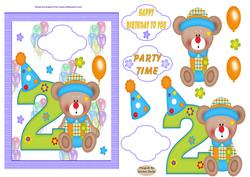 Happy 2nd Birthday Decoupage Card Front