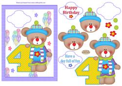 Happy 4th Birthday Decoupage Topper