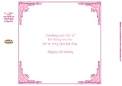 Pink 7.5 x 7.5 Inch Birthday Insert