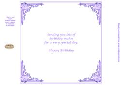 Purple 7.5 x 7.5 Inch Birthday Insert