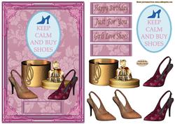 Girls Love Shoes Decoupage Card Front