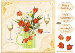 Pretty Flowers with Wine Decoupage Topper 6