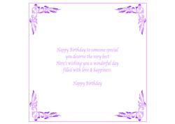 Pretty Purple 7.5x7.5ins Birthday Insert