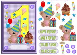 Happy 1st Birthday decoupage topper
