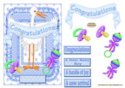 Congratulations Baby Boy Decoupage Topper