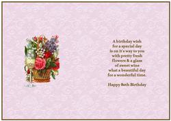 Beautiful Floral 80th Birthday Insert