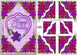 Happy Birthday Floral Corner Stacker Card Front