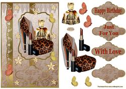 Lipstick & Beads Decoupage Card Front