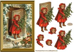 Christmas Tree Decoupage Card Front