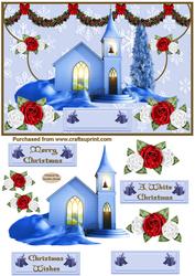 Christmas Church Scene Decoupage Topper