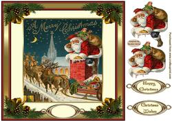 Christmas Vintage Santa 8x8ins Decoupage Topper