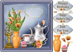 Time for Tea 8x8ins Decoupage Card Front