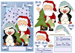 Christmas Santa in the Snow Decoupage Topper