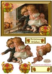 By the Fireside at Christmas Decoupage Card Front