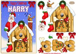 Happy Christmas Harry Decoupage Card Front