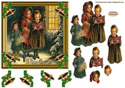 Christmas Carols 6x6ins Decoupage Vintage Topper