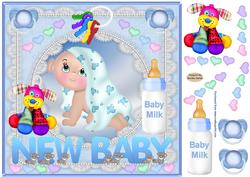 New Baby Boy 8x8ins Topper