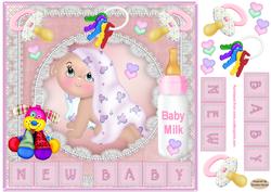 Baby Girl Pink Decoupage Topper