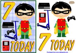 7th Birthday Boy Card Front