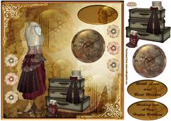 Steampunk 8x8ins Birthday Card Front