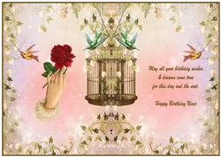 Happy Birthday Niece Vintage Rose Insert