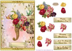 Vintage Floral Birthday Card Front