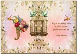 Vintage Floral Birthday Insert