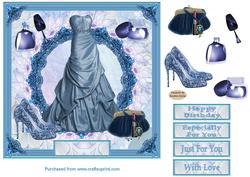 Fashion in Blue 7 x 7ins Card Front