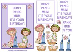 Dont Panic Mum 5 x 7ins birthday topper 