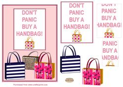 Dont Panic Handbag birthday 5 x 7ins topper
