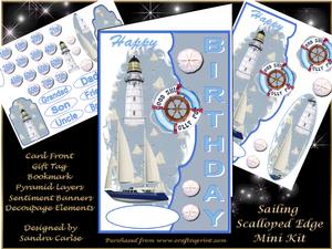 Birthday Sailing Scalloped Edge Decoupage Mini Kit