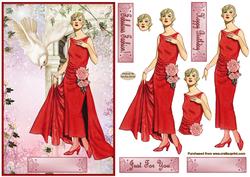 Lady in Red Decoupage Topper