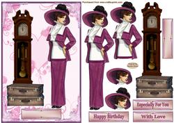 Lady in Pink Decoupage Topper